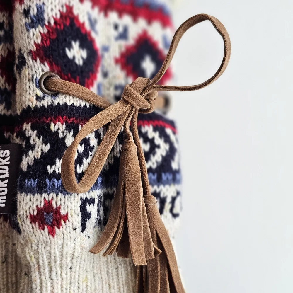 🧤 NWT Muk Luks Fingerless Knit Mittens – Fleece-Lined with Tassels, One Size